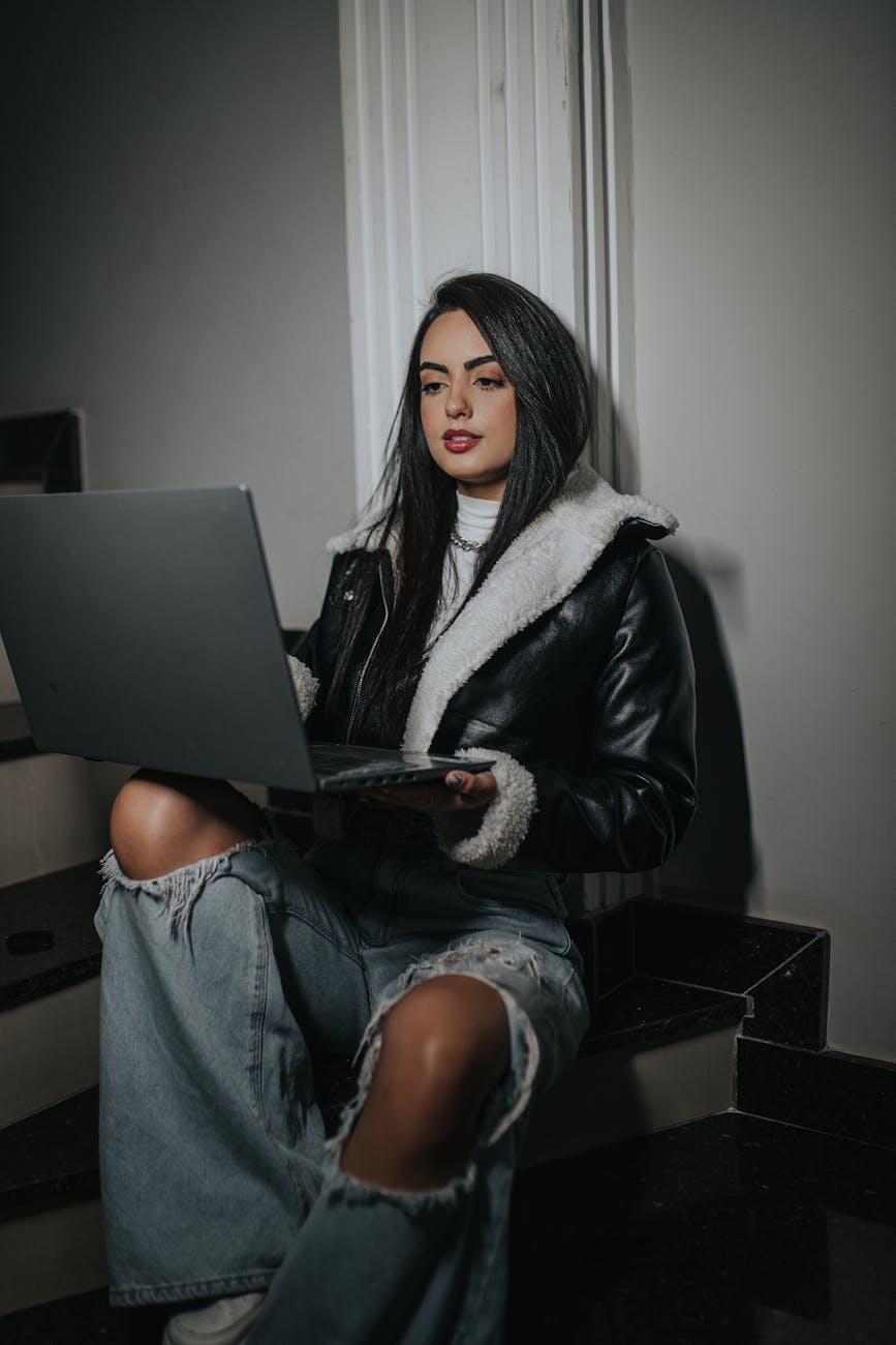 woman using laptop