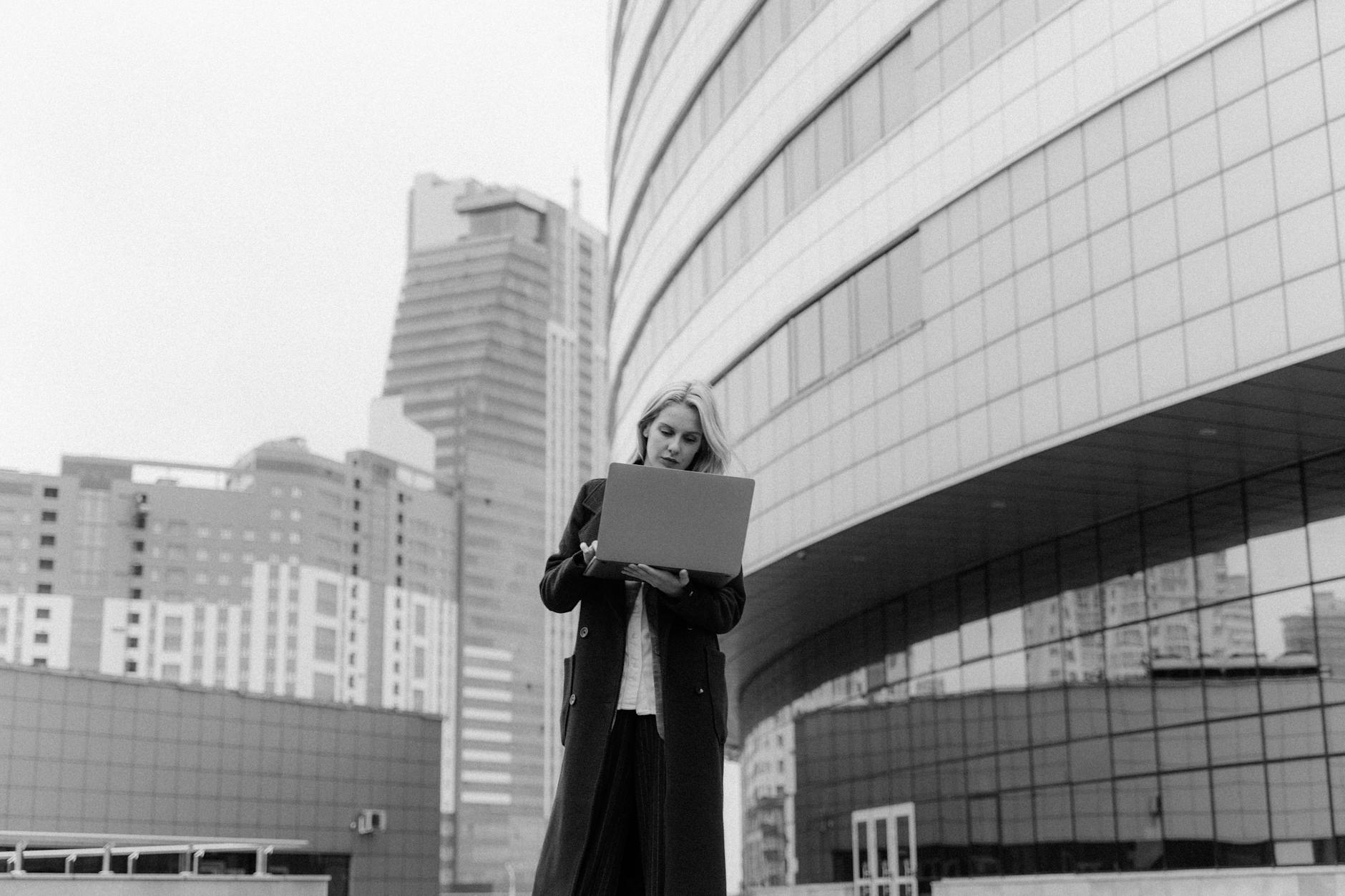 a woman using a laptop