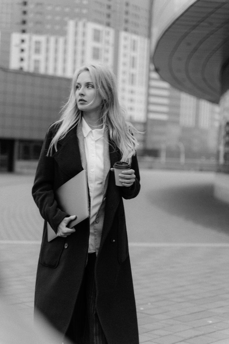 a woman walking on the street